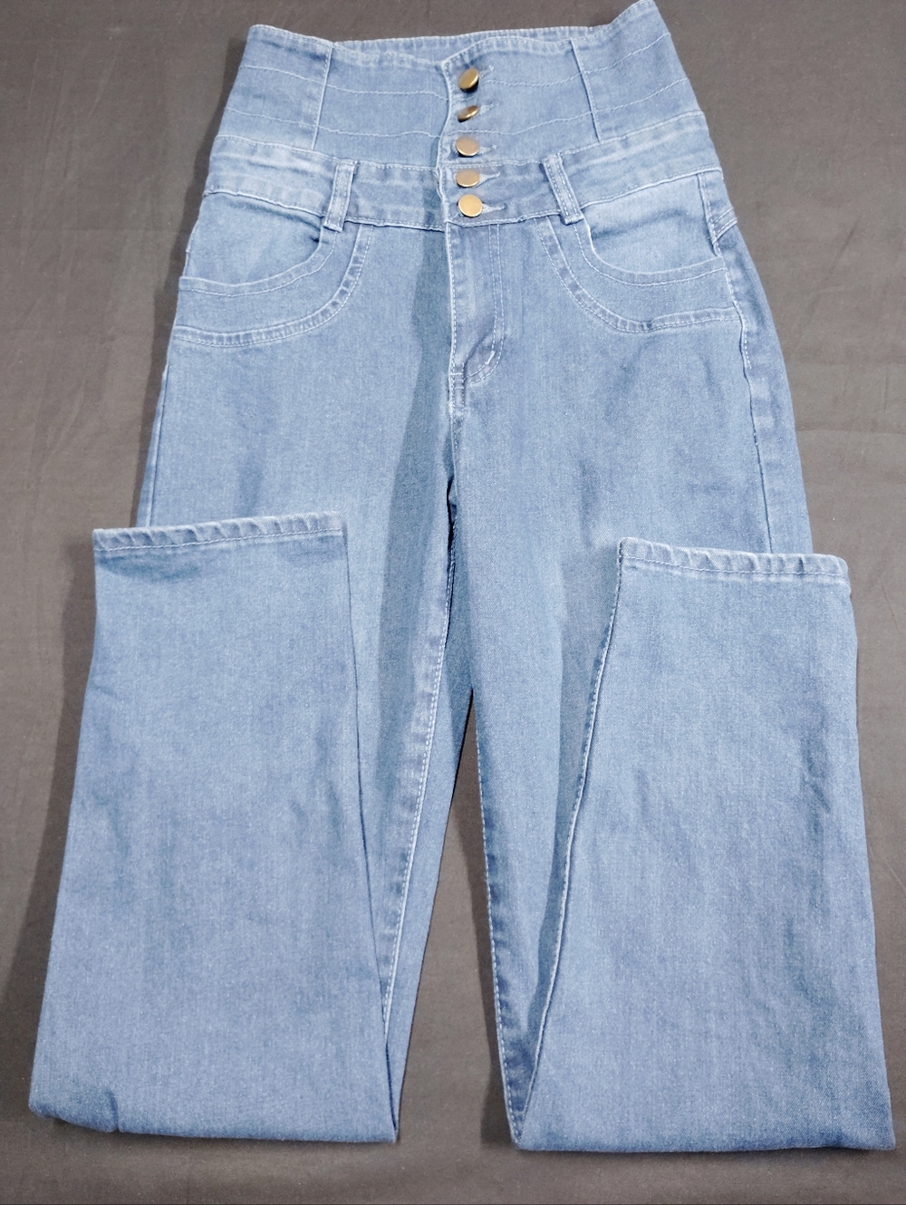 High-Waist Light Blue Women’s Jeans With 5 Button Fly